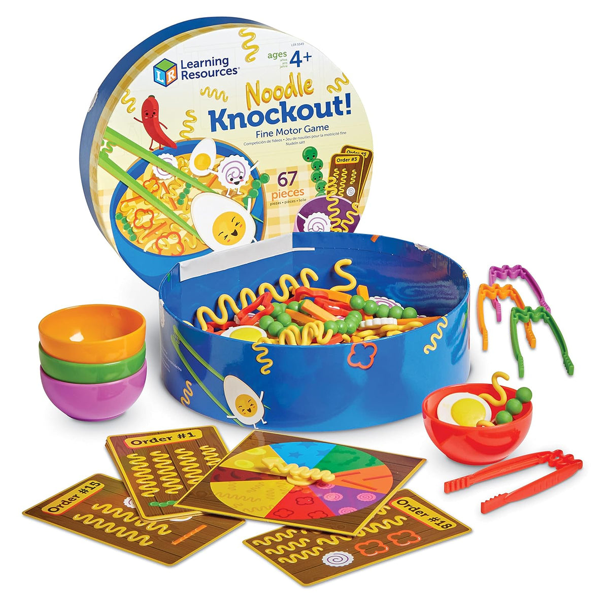 Learning Resources Noodle Knockout!, 67 Piezas, Edades 4+ años, Juegos de Imitacion, Alimentos de Juguete, Comida de Juguete para niños, Juegos de Cocina, Juguete sensorial