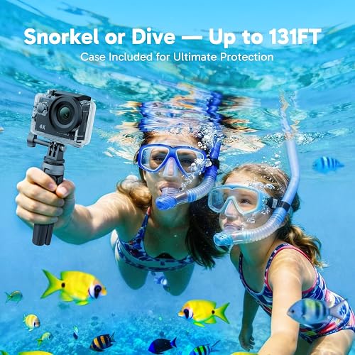 AKASO EK7000 Cámara Deportiva 4K WiFi 20MP Cámara de Acción, Negro | Camara Acuatica Sumergible con 170° Gran Ángulo, HD, 2 baterías, Kit de Accesorios, para Deportes al aire libre/a diario