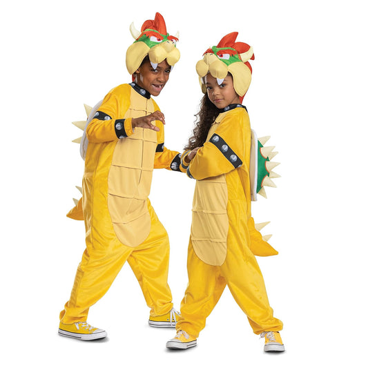 Bowser Disfraz con capucha, disfraz oficial de Super Mario para niños, talla 7-8