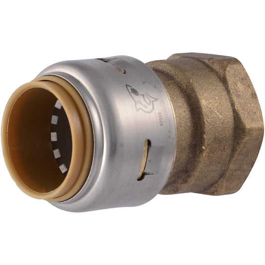 SharkBite Adaptador hembra de latón de 3/4 x 3/4 pulgadas, Push-fit para tubería PEX, cobre, CPVC, PE-RT, HDPE, UR088A