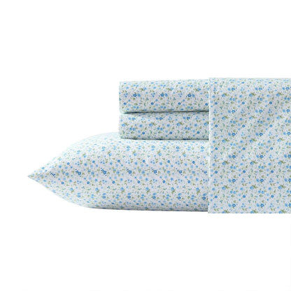 Laura Ashley Ashfield Juego de Sábanas de Percal - Individual - Evie Blue