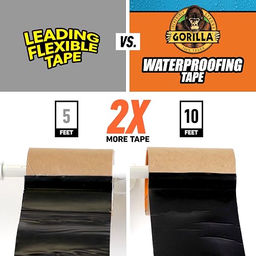 Gorilla Waterproof Cinta de parche y sello: 4 in. x 10 ft. (Negro)