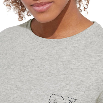 Vineyard Vines Camiseta de Manga Larga con Bolsillo de Ballena Vintage Camiseta para Mujer