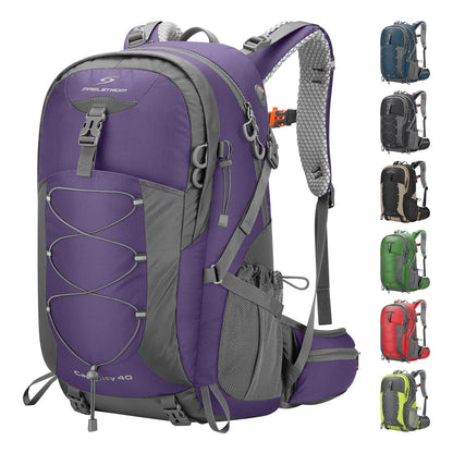 Maelstrom Mochila Senderismo Liviana, Mochila Camping con Cubierta Lluvia | Nailon anti desgarro agua, separación seco húmedo, bolsillos, silbato emergencia. Ideal hombre, mujer, senderismo - 40 L - Púrpura