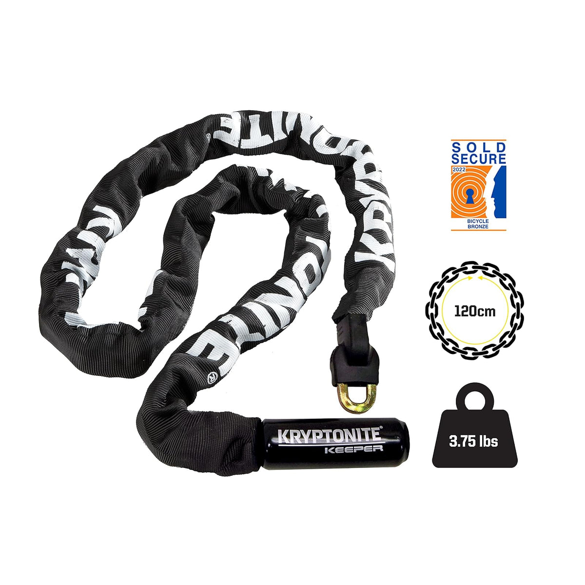 Kryptonite Keeper 712 Candado con Cadena 1.2 m, Negro