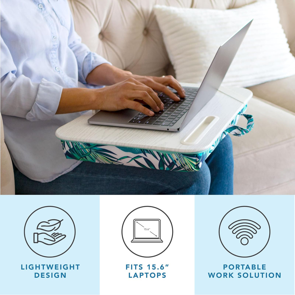 LapGear - computadora de diseño con Soporte para teléfono y Reborde para Dispositivos, Hojas de Palma Tropicales, se Adapta a portátiles de hasta 15.6 Pulgadas, Estilo n.º 45427