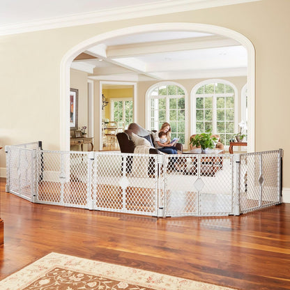 bebé eroo by North States – Superyard Duo Extra Wide Baby Gate & Play Yard: 6 paneles para bebé – Kit de montaje en pared – Fabricado en Estados Unidos – 38.5 a 201 pulgadas de ancho – 26 pulgadas de