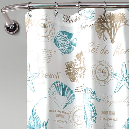 Lush Decor Harbor Life - Cortina de Ducha de 72 Pulgadas de Ancho x 72 Pulgadas de Largo, Azul y Gris Pardo, decoración Costera, Cortina de baño océano, casa de Playa