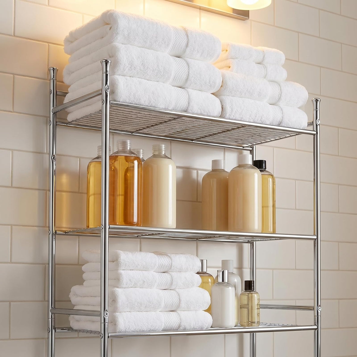 Honey-Can-Do BTH-05079 - Estante de Metal de 3 Niveles para Ahorrar Espacio, 9.45 x 22.83 x 59.84 Pulgadas, Chapado en Cromo