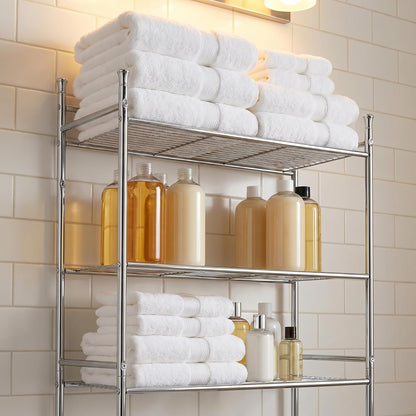 Honey-Can-Do BTH-05079 - Estante de Metal de 3 Niveles para Ahorrar Espacio, 9.45 x 22.83 x 59.84 Pulgadas, Chapado en Cromo