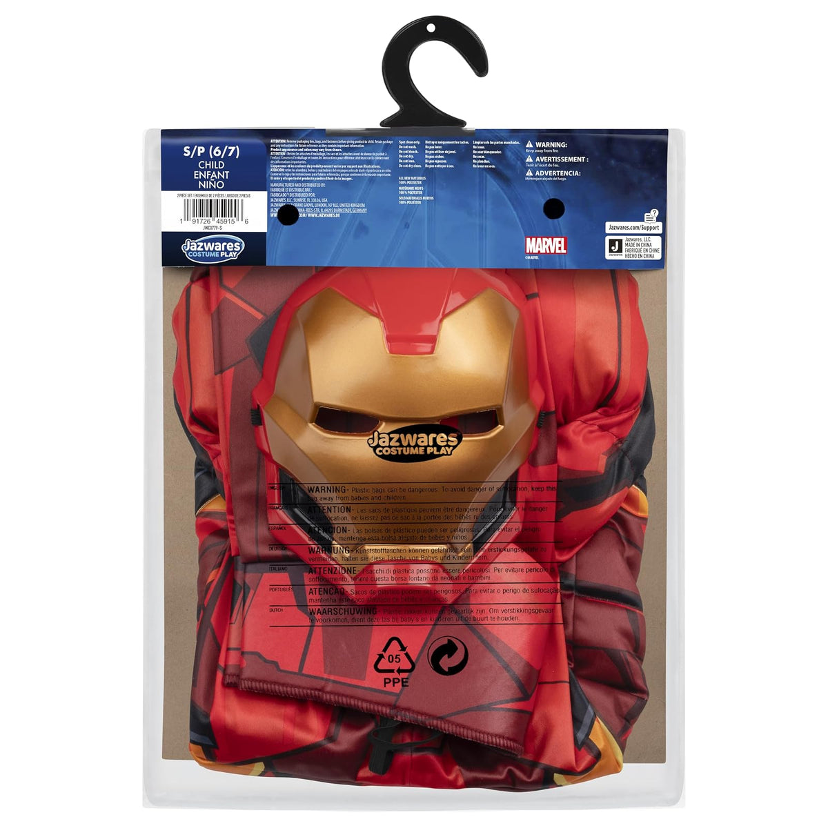Jazwares Youth Boy Qualux Costume, Iron Man (AVC), Niños, Chico
