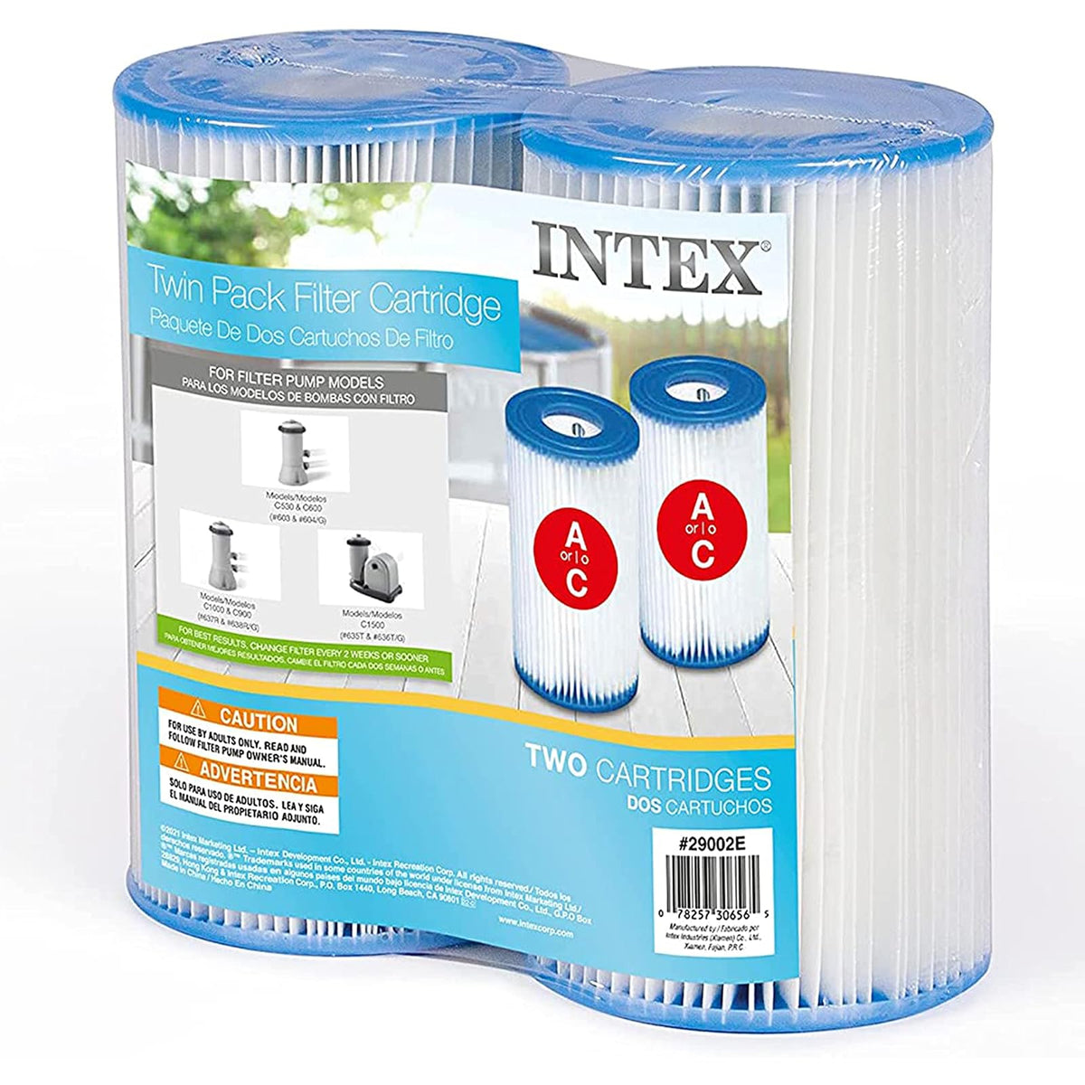 Intex 29002E - Bombas de filtro de filtro de piscina tipo A, fáciles de limpiar, papel Dacron - Filtración eficiente, paquete de dos