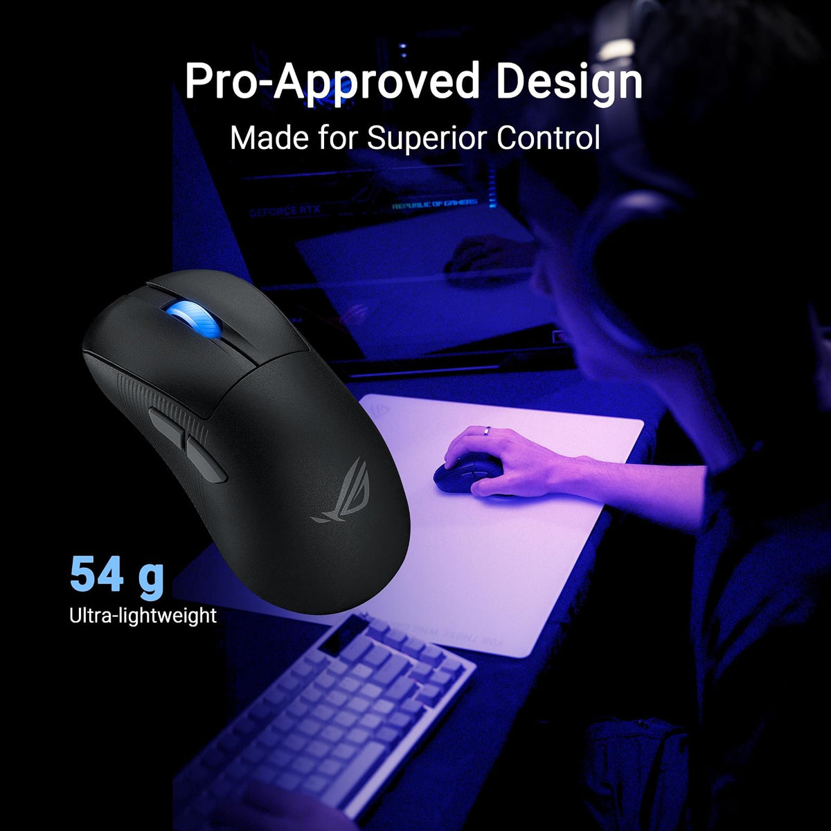 ASUS ROG Keris II Ace Mouse Negro Inalámbrico Ultraligero para FPS y MOBA | Inalámbrico tri-modo (2.4GHz/BT/USB-C), ultraligero 54g, sensor ROG AimPoint Pro 42000 DPI, hasta 4000Hz con Booster