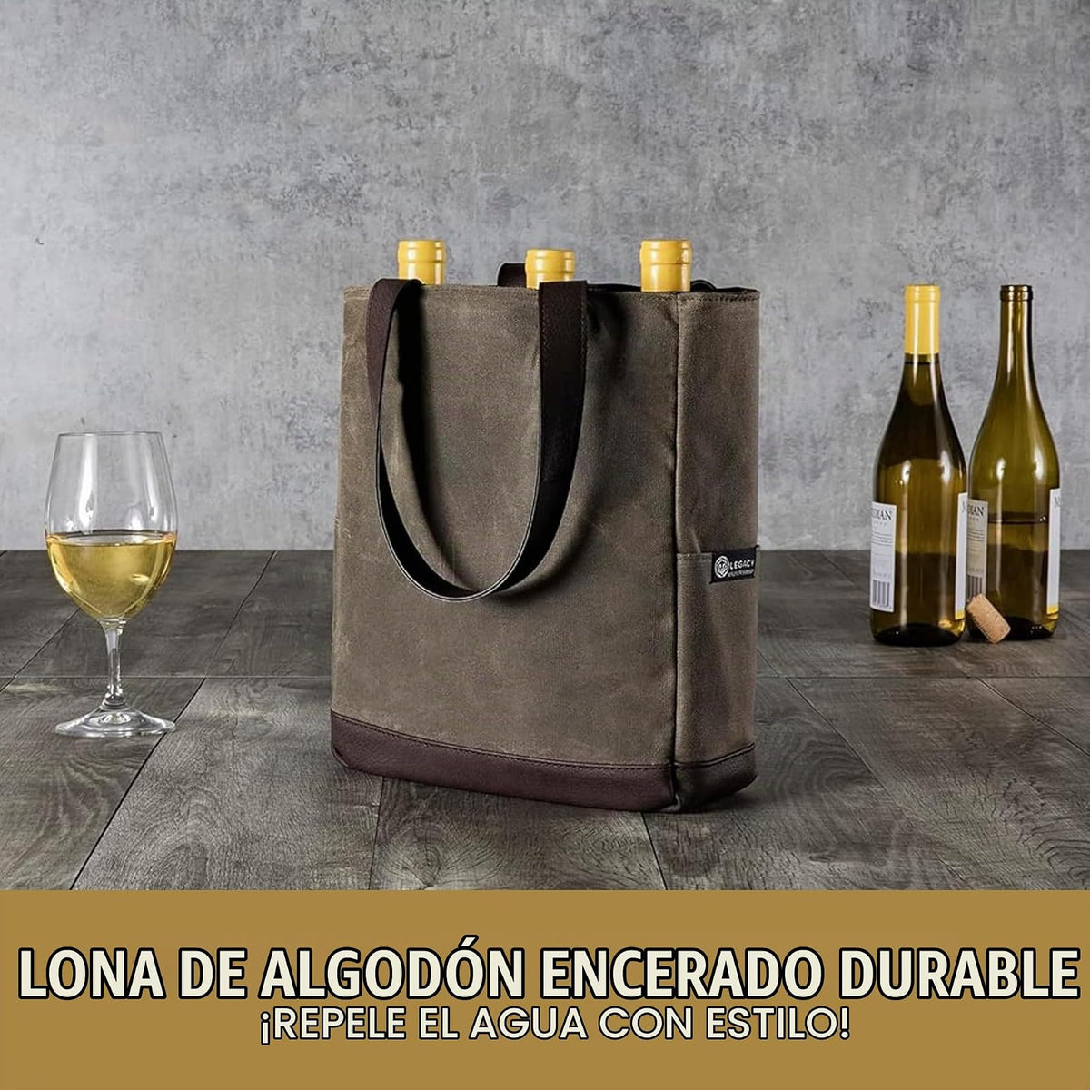 Bolsa enfriadora de Vino de Lona Encerada Envejecida para 2 Botellas