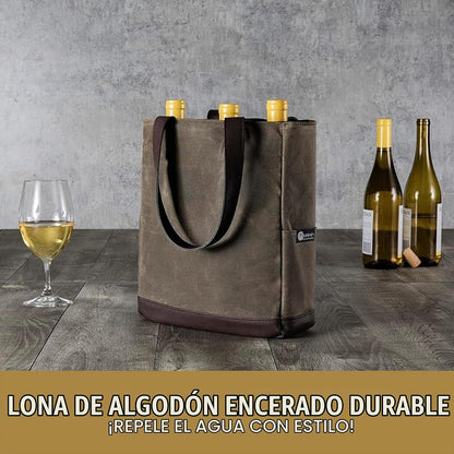 Bolsa enfriadora de Vino de Lona Encerada Envejecida para 2 Botellas