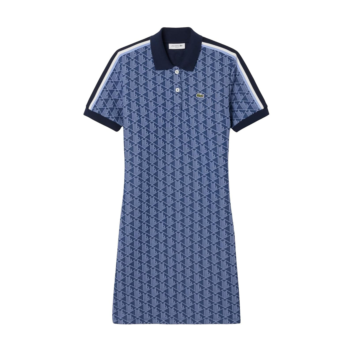 Lacoste Slim Fit Monogram Jacquard Polo Dress Vestido Polo Mujer
