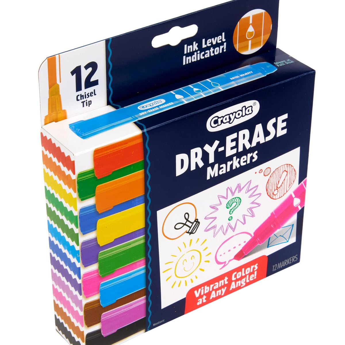 Crayola Take Note - Marcadores de borrado en seco para la escuela (12 quilates), marcadores de pizarrón blanca con punta de cincel, imprescindibles para el aula del profesor, esenciales para el