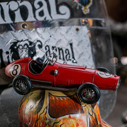 Modelo Ferrari de Carreras | Estilo Vintage | Adornos de Escritorio | para Oficina y hogar | Rojo | 9x11 cm | Running