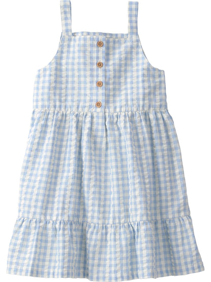 Little Planet by Carter's Vestido de Bebé para niña, algodón orgánico - 3 Años - Azul (Blue Gingham)