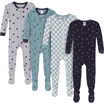 Gerber Paquete de 4 Pijamas con Pies para Bebé Niño - 12 Meses - Música
