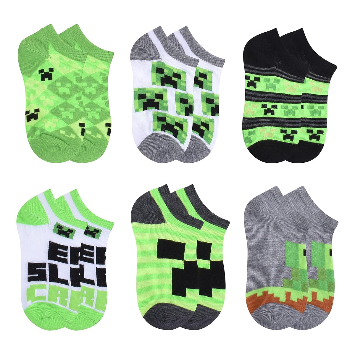 Minecraft 6-pack Minecraft Socks Calcetines sin mostrar Niños