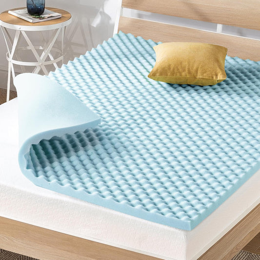 Best Price - Colchón de Espuma viscoelástica de 2 Pulgadas, infusión de Gel refrescante, cubrecolchón Individual, Esencial para recámara, Color Azul