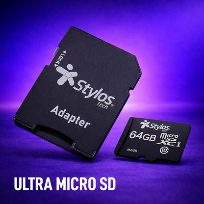 Memoria Micro SD 64GB Clase 10 con Adaptador Negro Stylostech