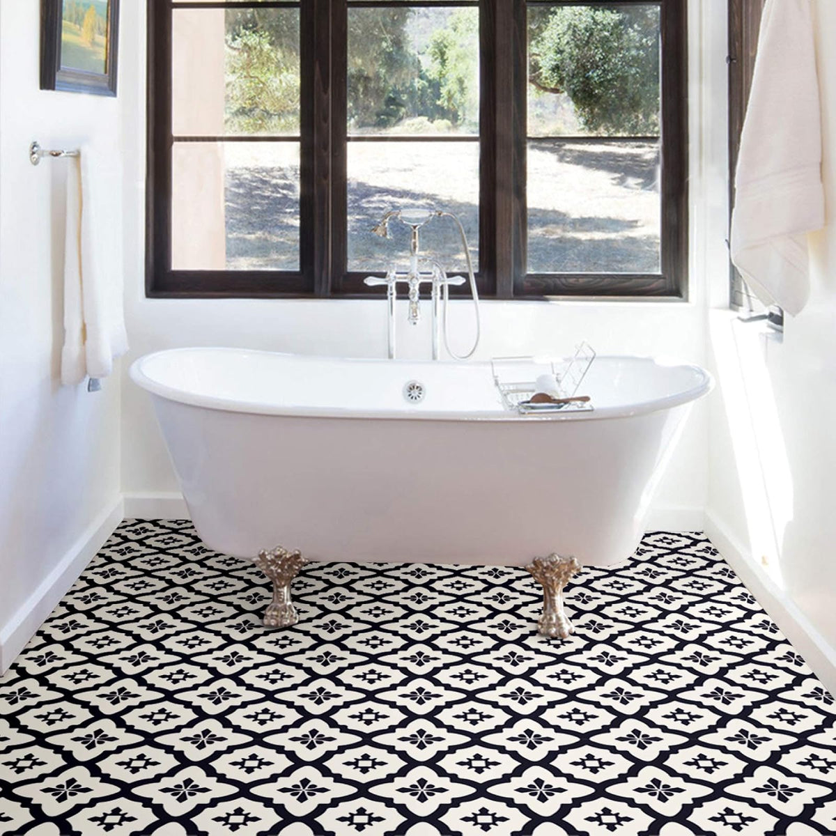 FloorPops FP2480 - Azulejos de piso para despegar y pegar, color negro