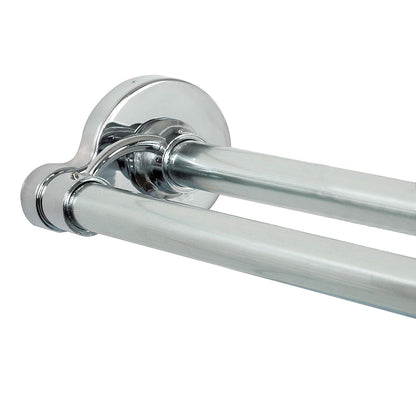 Zenna Home 36602SS, Varilla doble de aluminio para cortina de baño, anticorrosiva, aluminio doble tensión cortina de ducha, de 1.11 m a 1.82 m, cromado