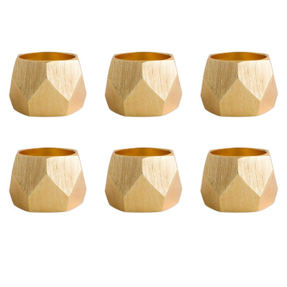 DII - Servilleteros modernos y elegantes para cenas, bodas, recepciones, reuniones familiares o uso diario, pon tu mesa con estilo: banda triangular geométrica dorada, juego de 6