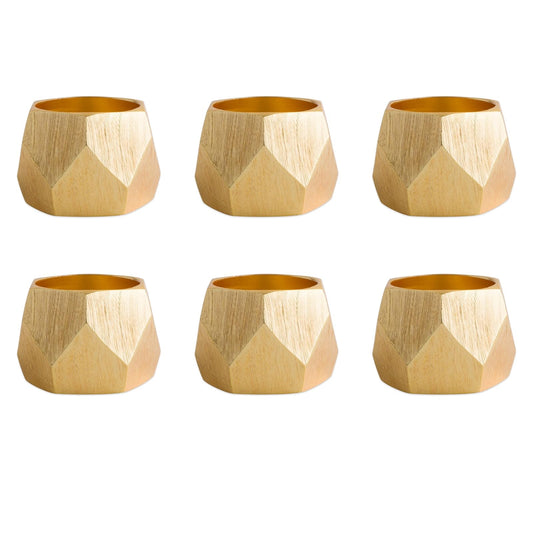 DII - Servilleteros modernos y elegantes para cenas, bodas, recepciones, reuniones familiares o uso diario, pon tu mesa con estilo: banda triangular geométrica dorada, juego de 6