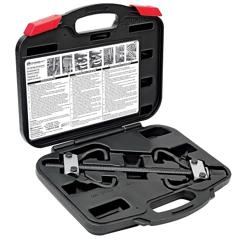 Powerbuilt 648628 - Kit de herramientas de compresor de resorte helicoidal, comprime, retira e instala el puntal del vehículo y muelles helicoidales para vehículos, estuche de almacenamiento