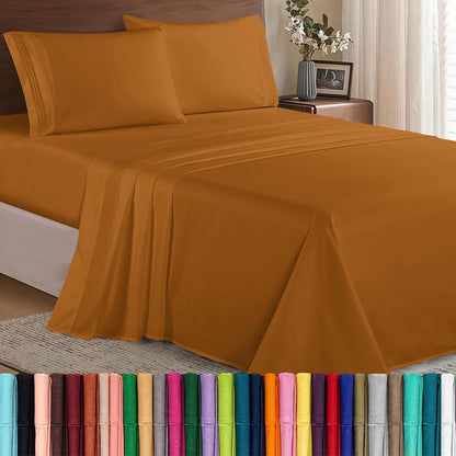 Elegant Comfort Juego de Sábanas de Microfibra Bolsillo Profundo - Twin - Twin XL - Café Claro