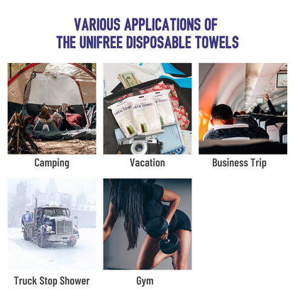 UNIFREE Disposable Bath Towels, 20 Count, Individually Packed, Large Size 27.5 by 55 Inches (27.5“x55”)