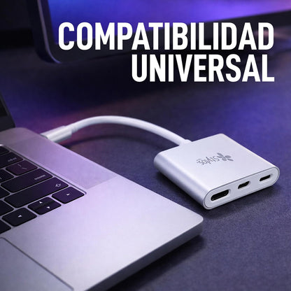Hub 3 en 1 Adaptador Tipo C a HDMI, USB y Tipo C Stylos Tech