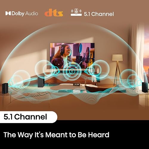 Hisense HS5100-5.1 Canal 540 W Barra de Sonido con subwoofer inalámbrico de 6.5 Pulgadas, 540 W de Potencia máxima de Audio, 5.3 Bluetooth inalámbrico, Alimentado por DTS Virtual: X, HDMI