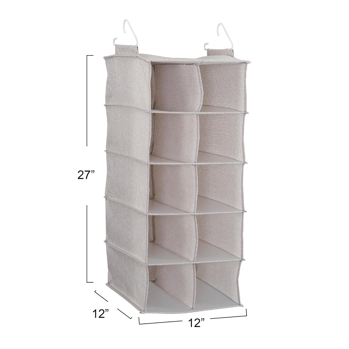 Household Essentials - Zapatos colgantes de 10 bolsillos para almacenamiento en lona mezclada lateral, 2 ganchos para un excelente apoyo, el organizador perfecto para ahorrar espacio, gris claro
