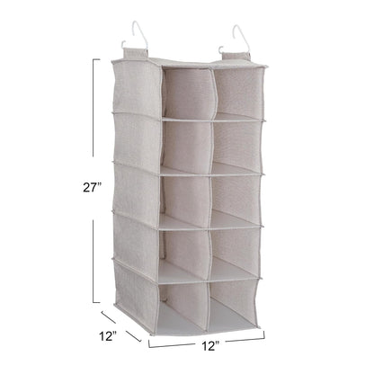 Household Essentials - Zapatos colgantes de 10 bolsillos para almacenamiento en lona mezclada lateral, 2 ganchos para un excelente apoyo, el organizador perfecto para ahorrar espacio, gris claro