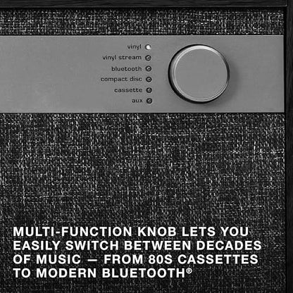 Victrola Century - Tocadiscos Bluetooth 6 en 1 - Natural Centro Musical de Mediados de Siglo Reproduce Vinilo, CD, Casete y Auxiliar, VINYLSTREAM transmite Discos a Altavoces Bluetooth