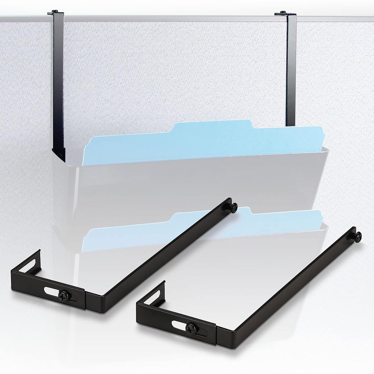 Officemate 21460 Universal Partition Hanger Set, Adjusted to Fit Panels with 1 1/4 inch to 3 1/2 inch Thickness, Metal Black