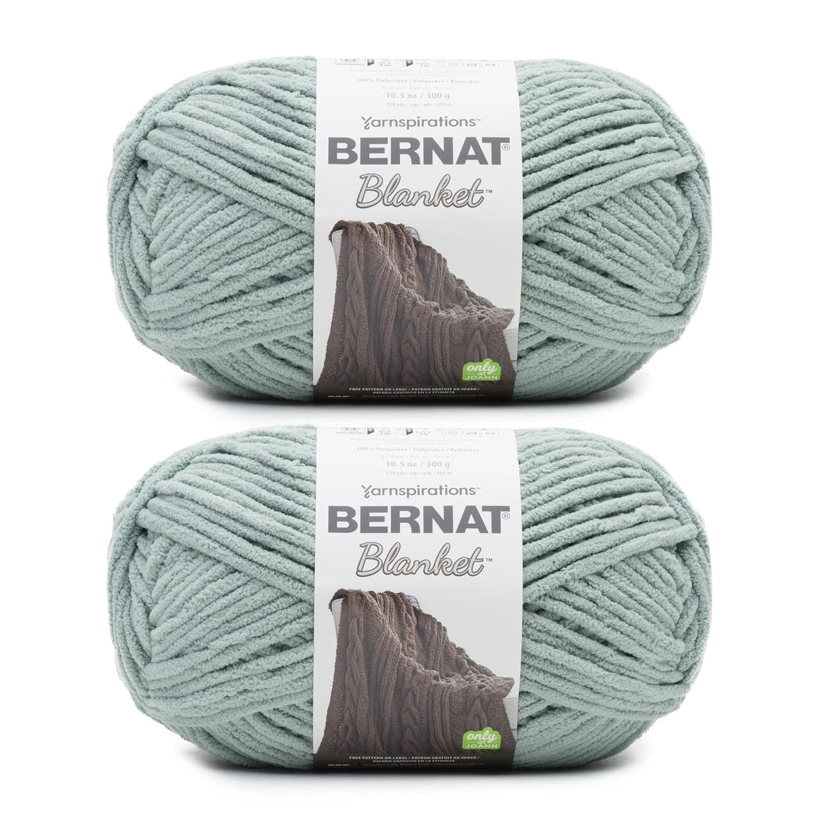 Bernat Blanket Estambre Chenille Súper Voluminoso, Paquete de 2 - Paquete de 2 - VERDE AHUMADO