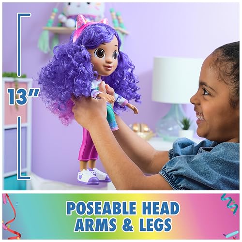 Gabby's Dollhouse, Sing & Celebrate Gabby Girl Muñeca, 13 Pulgadas de Alto con Efectos de Sonido y Orejas de Gato Reversibles, Juguetes para niños para niñas y niños a Partir de 3 años