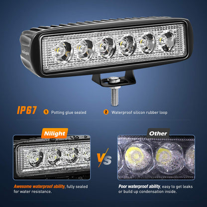 Nilight - Barra de luz LED (2 unidades, 18 W), 4PCS 18W LED LIGHT
