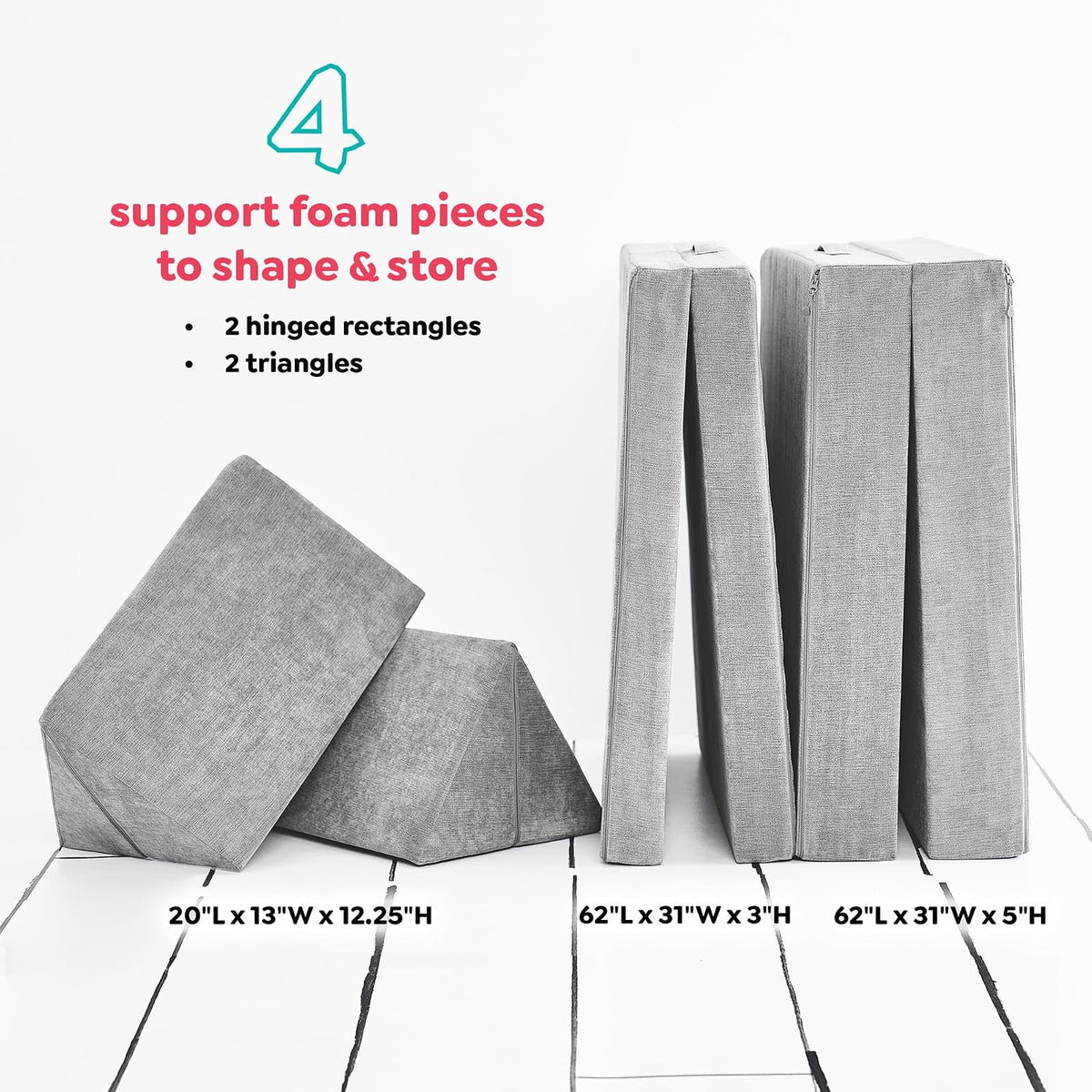 Yourigami - Sofá de Juego para niños y niños pequeños, sofá Plegable Convertible, diseño Modular de Espuma Duradera, Color Gris montaña