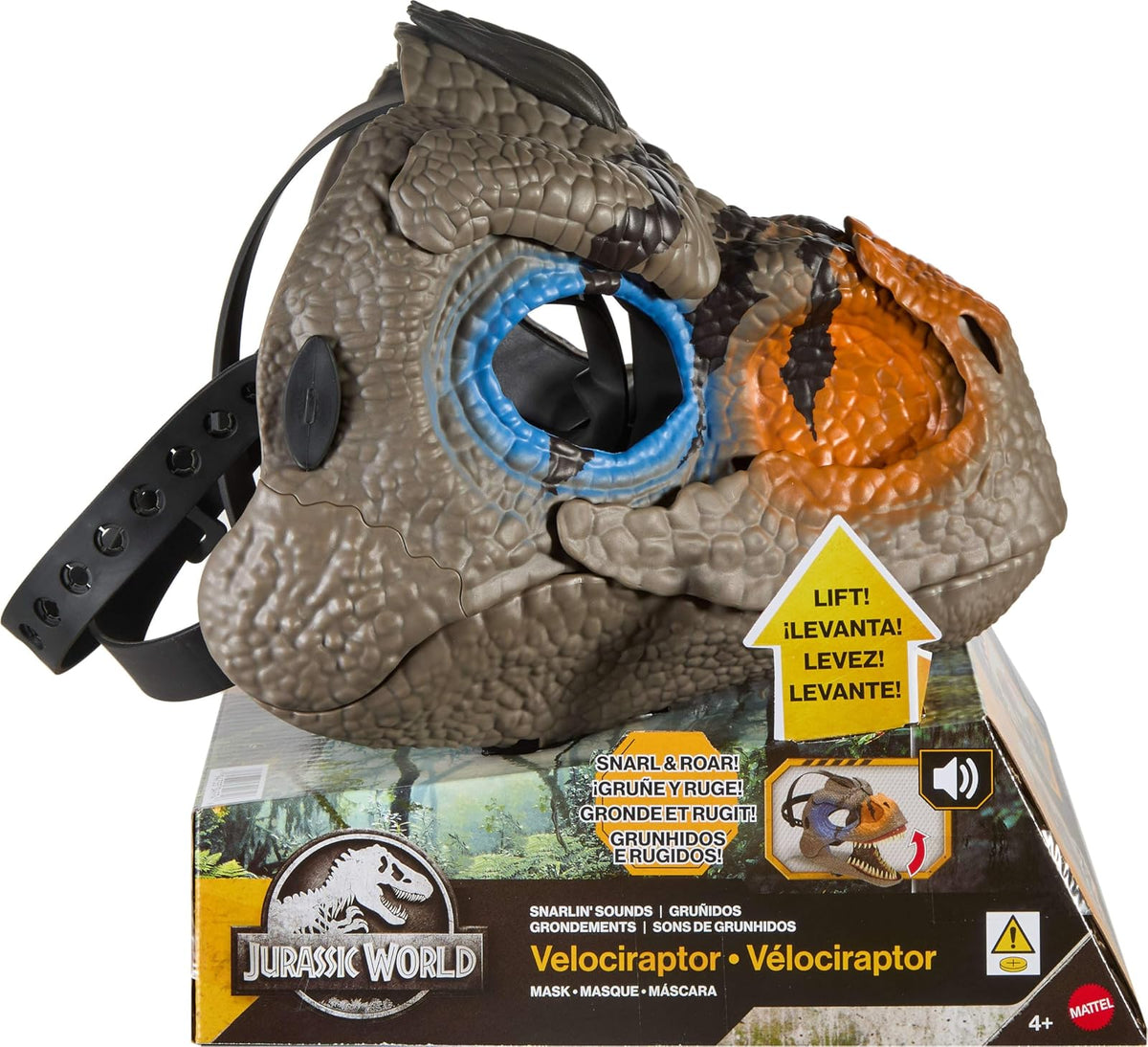 Mattel Jurassic World Snarlin' Sounds Velociraptor Máscara