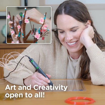 3Doodler Flow - Bolígrafo de impresión 3D para Adolescentes, Adultos y Creadores, Color Negro, con filamentos de Recarga, Libro de Plantillas y guía, 3.1 x 10.8 x 4.5 Pulgadas