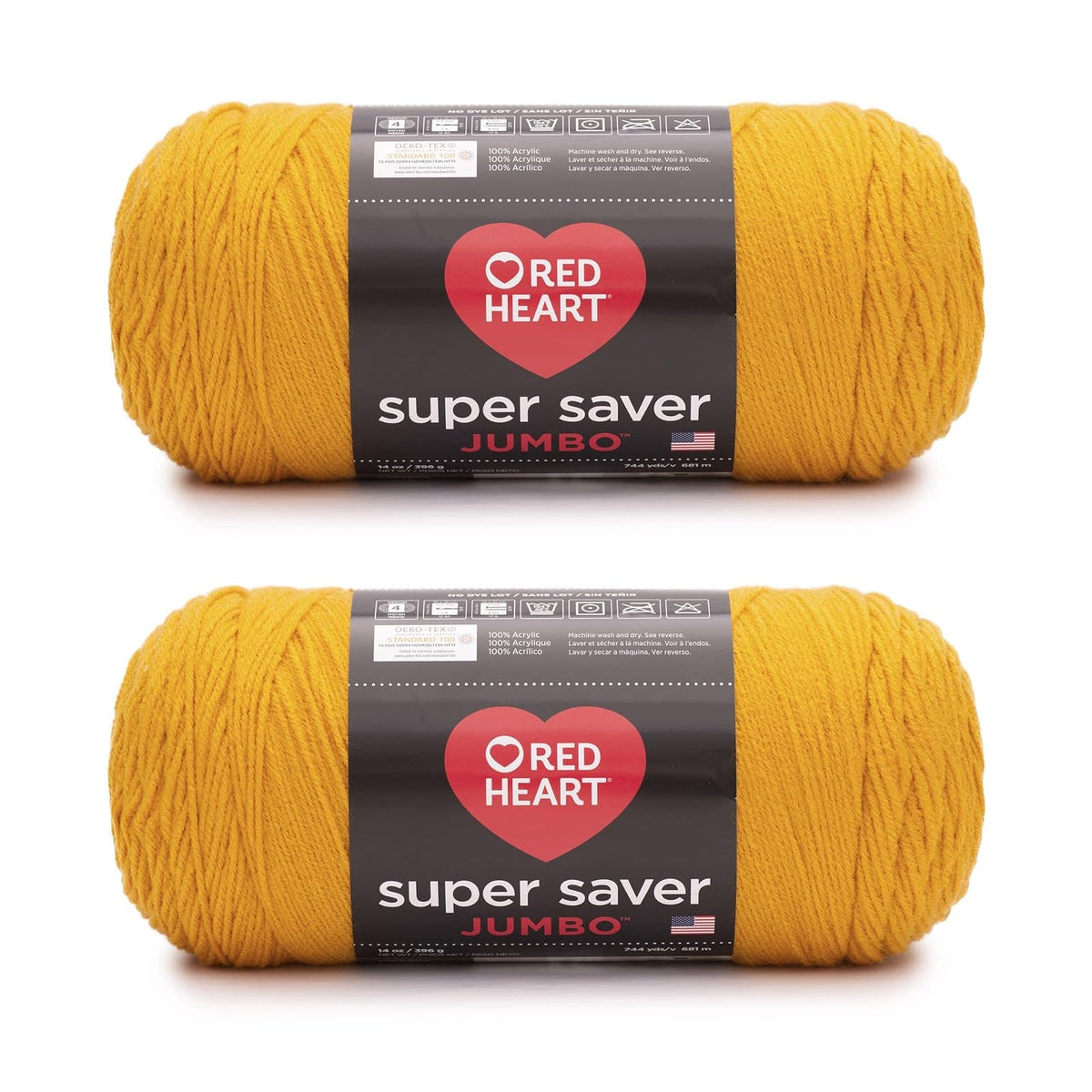 Red Heart Super Saver Jumbo Estambre Ombré, 2 Paquetes de 283 g - Dorado - Paquete de 2 - Super Saver Jumbo