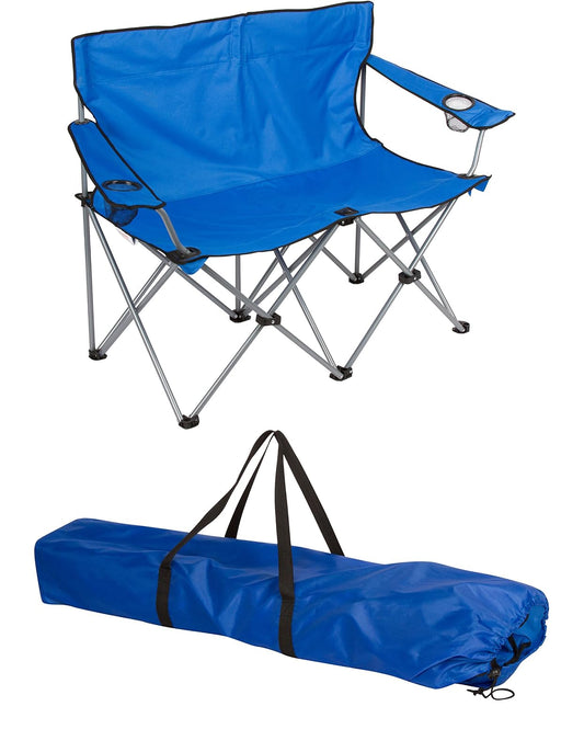 Trademark Innovations 31.5" H Silla de Campamento Doble Estilo Loveseat con Marco de Acero