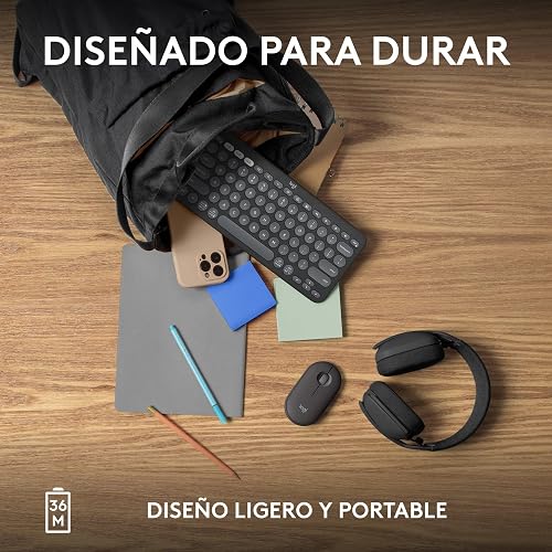 Logitech Pebble Keys 2 K380s, Teclado Bluetooth multidispositivo, accesos directos, estilizado y Portable, Easy-Switch, Windows, macOS, iPadOS, Android, ChromeOS - Grafito