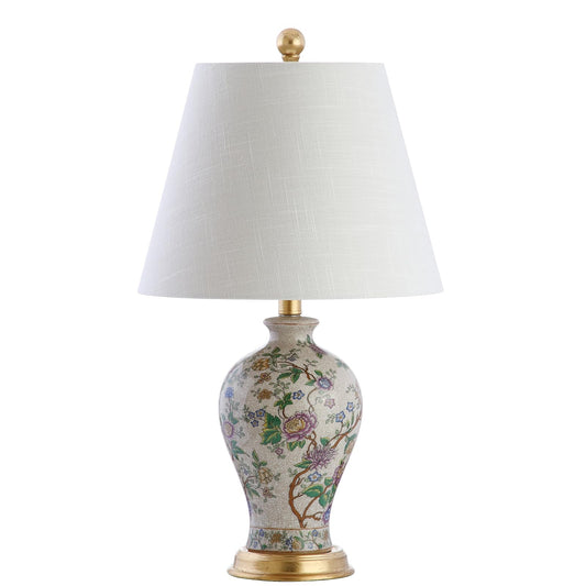 JONATHAN Y JYL3009A Grace Lámpara de mesa LED floral de 24 pulgadas, lámpara clásica de mesita de noche para recámara, sala de estar, oficina, estantería universitaria, foco LED incluida, multicolor